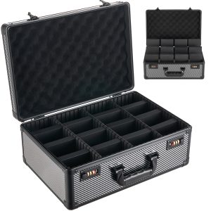 Graded Card Case 4 Row 162 PSA Slab Storage Box With Combination Lock, Baseball Sports Trading Cards Holder Collector With 12 Dividers, Holds 130 SGC 115 BGS 585 Top Loaders & 999+ Loose Cards