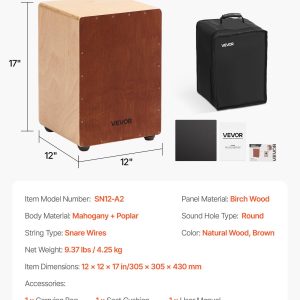 Cajon Box Drum Wooden Birchwood Percussion Instrument Snare Wires Travel Bag
