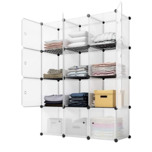 4-layer 12 Grid Plastic Wire Mesh With Door Cube Piece Storage Rack