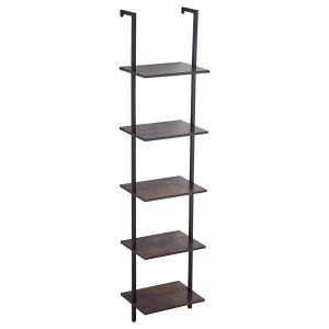 Industrial Square Pipe Shelf 5 Tier 15.6×11.8in Wall-Mount For Bedroom