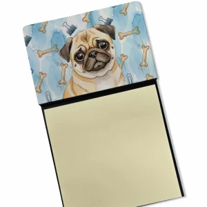 Fawn Pug Coworker Watercolor Sticky Note Holder Refillable Dispenser Desk Accessory 3x3 Pad Gift