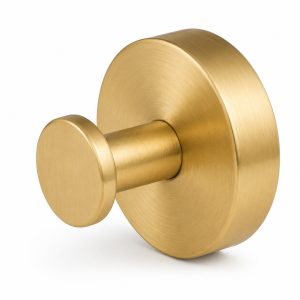 No-Drill Round Suction Cup Clothes Hook – Satin Brass,2Pack
