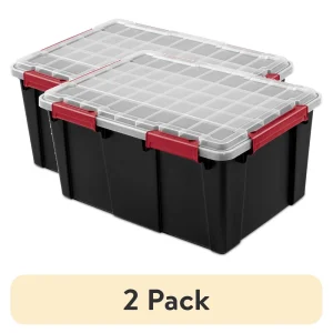 (2 pack)20 Gallon WaterProof Plastic Storage Bin with Lid, Gasket Seal and Durable Latches, Black(Shipment from Walmart)