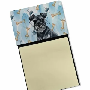 Black Miniature Schnauzer Coworker Watercolor Sticky Note Holder Refillable Dispenser Desk Accessory 3×3 Pad Gift