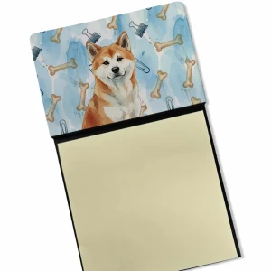 Red Akita Coworker Watercolor Sticky Note Holder Refillable Dispenser Desk Accessory 3×3 Pad Gift