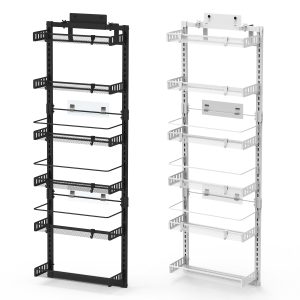 Black-White Options — 1Pc Over The Door Pantry Organizer 6-Tier Pantry Door Organizer Carbon Steel 110LBS Loading Easy Install Behind Door Storage For Closet Kitchen Bathroom 50.19H 17.12W 5.51in D