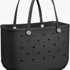 Beach Bag, Waterproof Beach Tote, Rubber XL 19x10x13 Inches Tote Bag, Washable And Durable Open Handbag For Boat Pool Sports Gym —-Black