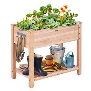 Wooden Raised Garden Bed Planter Box 33.9x18.1x30' Flower Vegetable Herb