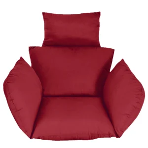 Egg Chair Cushion Hanging Basket Seat Cushion,Thicken Soft Egg Swing Chair Pad,Hanging Egg Chair Cushion with Headrest, Red
