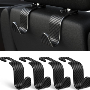 4-Pack Car Headrest Hooks, 55LB Seat Storage Organizer For Bags