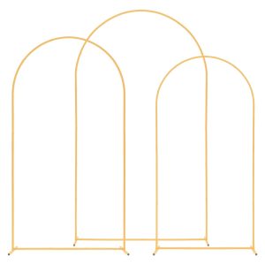 Arch Backdrop Stand, Set Of 3, 8 7.2 6.6 Ft, Stable Structure, Easy Assembly, Gold Metal Arch Backdrop Stand For Wedding, Birthday Party, Graduation, Holiday Celebration, And Ceremony Decoration