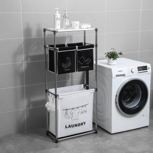 Laundry Hamper 3 Tier Laundry Sorter With 4 Removable Bags For Organizing Clothes, Laundry, Lights, Darks ,Three Hooks