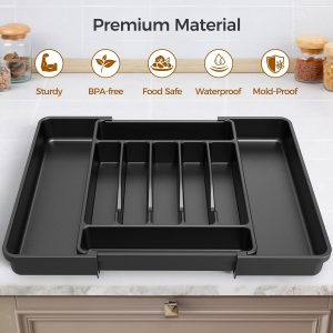 Extra Large Expandable Silverware Organizer, Adjustable Flatware Tray For Kitchen Drawers, Utensil Storage Holder For Forks & Spoons