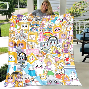 (60″x50″) Foxy Boxy Cute Blanket Warm Blanket Flange Soft And Comfortable Blanket Home Travel Blanket Bed Linings Birthday Gift