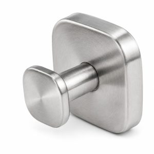 No-Drill Square Suction Cup Clothes Hook – Brushed Stainless Steel, 2Pack