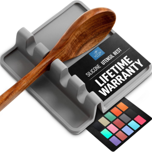 Zulay Kitchen Multi-Utensil Silicone Spoon Rest – Heat-Resistant Stovetop Drip Pad Holder For Spatulas & Ladles
