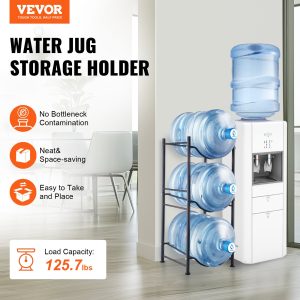 VEVOR 3 Tiers Water Jug Holder Single Row Water Bottle Rack For 3 Bottles Black