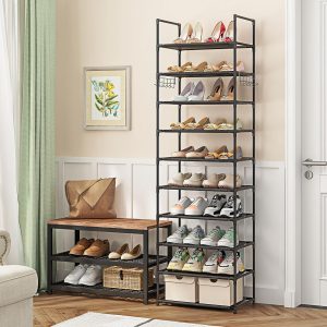 Shoe Rack Tall Metal Shoe Storage Organizer For Bathroom Bedroom Living Room