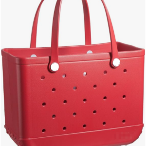 Beach Bag, Waterproof Beach Tote, Rubber XL 19x10x13 Inches Tote Bag, Washable And Durable Open Handbag For Boat Pool Sports Gym —-Red