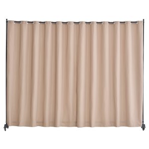 Room Divider, 96×120inch Portable Panel Room Divider With Wheels Curtain Divider Stand, Room Divider Privacy Screen For Office, Bedroom, Dining Room, Study, Brown