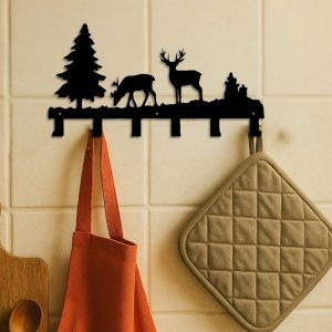 Wall Metal Elk Key Hook Rack – Wall Organizer For Clothes, Bags Entryway Decor