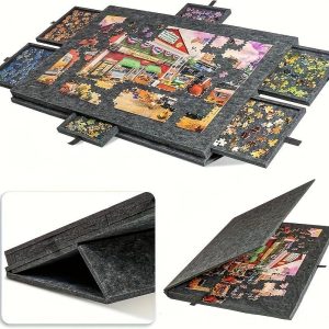 Foldable Puzzle Table With Sorting System Portable Puzzle Organizer For Adults Featuring A Built-in Stand And Protective Cover Spacious Family Game Board Gift For Puzzle Enthusiasts