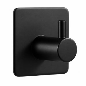 Black Square Plate With Black Straight Hook, 2Pack