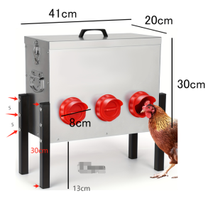 Automatic Chicken Feeder Box , 6 Feeding Ports, No Waste Poultry Feeder With Locking Lid And Adjustable Legs For Chickens, Ducks,