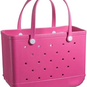 Beach Bag, Waterproof Beach Tote, Rubber XL 19x10x13 Inches Tote Bag, Washable And Durable Open Handbag For Boat Pool Sports Gym ----Rose R