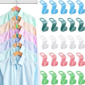 Closet Hanger Clips, Space Saving Clothes Organizer Hooks, Plastic Hanger Accessories For Wardrobe Storage