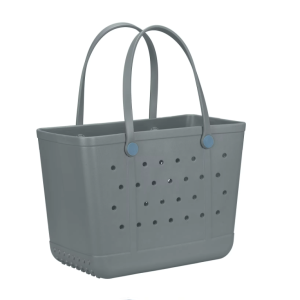 Waterproof Travel Bags,Beach Bag Rubber Tote Bag,with Hole Waterproof Sandproof Durable Open Silicone Tote Bag (Gray) XL 19x10x13 Inches
