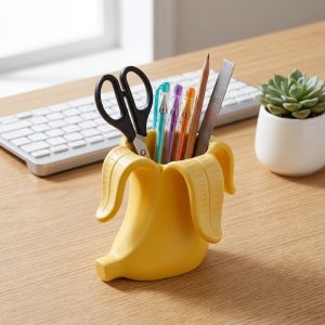 Banana Shape Desktop Storage Container, 3D Printed Organizer Cup For Pens Makeup Brushes And Small Items