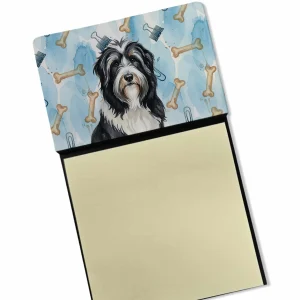 Black Bearded Collie Coworker Watercolor Sticky Note Holder Refillable Dispenser Desk Accessory 3×3 Pad Gift