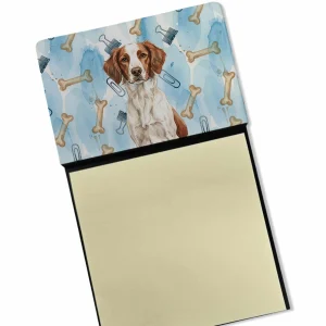 Liver and White Brittany Coworker Watercolor Sticky Note Holder Refillable Dispenser Desk Accessory 3×3 Pad Gift