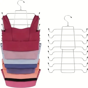 8-Layer Space-Saving Stainless Steel Underwear & Bras Organizer Hanger – Polished Metal Clothes Hanger With Anti-Slip Design, Vertical Hanging Storage For Wardrobe, Closet Organization, Hangers For Cl