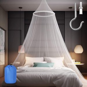 Mosquito Net For Bed, Large White Lace Flower Canopy With Storage Bag For Bedroom, Girls Room, Travel And Decorative Bed Cover
