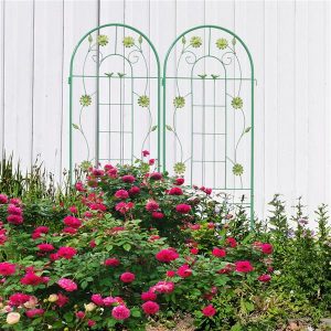 Metal Garden Trellis For Climbing Plants, Outdoor Flower Stand – Green