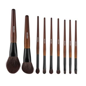 9-Piece Makeup Brush Set For Foundation Blending Eyeshadow, Professional Makeup Brush Kit With Soft Natural Wool & Vegan Synthetic Bristles, Ergonomic Wood Handle, Travel-Friendly Storage Bag