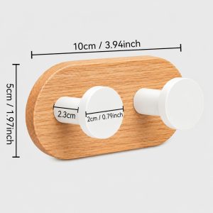 Bamboo Wood Double Round Hook – White (2 Pack)