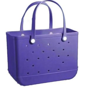 Large Rubber Beach Bag For Men & Women, Large Capacity Travel Bag Beach Tote Bag For The Beach Boat Pool 14"*12.6"*5'' Inches ---Purple-