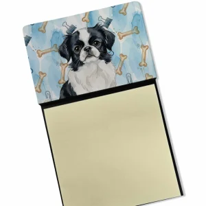 Black and White Japanese Chin Coworker Watercolor Sticky Note Holder Refillable Dispenser Desk Accessory 3×3 Pad Gift