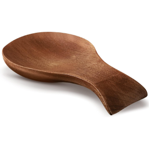 Acacia Wood Spoon Rest For Kitchen Countertop And Stovetop, Decorative Utensil Holder, Brown Wooden Kitchen Accessory