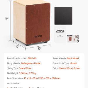 Cajon Box Drum Wooden Birchwood Compact Percussion Instrument With Snare Wires