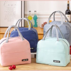 Solid Color Thickened Insulated Lunch Tote Bag, Portable Thermal Cooler Lunch Bag, Reusable Waterproof Food Carrier Bag, Leakproof Lunch Container Bag For Office Workers Students Picnic Travel