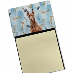 Red Doberman Pinscher Coworker Watercolor Sticky Note Holder Refillable Dispenser Desk Accessory 3×3 Pad Gift