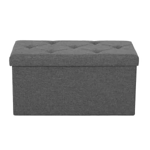 Storage Ottoman with Thicker Foam Padded Seat, Folding Foot Rest for Living Room End of Bed Bench
