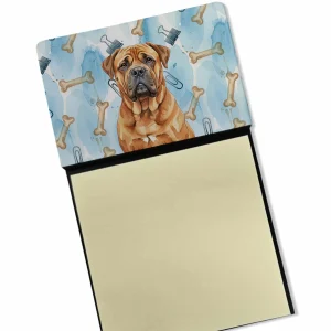 Red Bullmastiff Coworker Watercolor Sticky Note Holder Refillable Dispenser Desk Accessory 3×3 Pad Gift