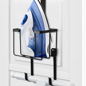 Over The Door Wall Mount Ironing Board Hanger, Laundry Room Iron And Board Storage Holder, Space Saving Organizer For Home