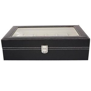 12 Slot Leather Watch Box Display Case Jewelry Organizer For Men  Women