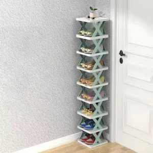 9Tier Narrow Entryway Shoe Rack Free Standing Vertical Shoe Organizer Plastic Shoes Storage Shelf Closet Hallway